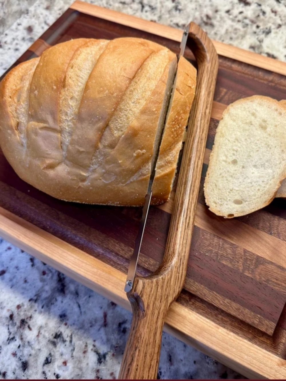 Handmade Oak Appalachian bread bow knife with cover